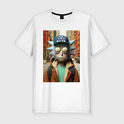 Футболка slim-fit Рик Санчес в Нью-Йорке - нейроарт, цвет: белый