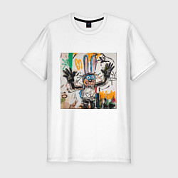 Футболка slim-fit Яркое граффити с зайцем, цвет: белый