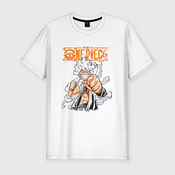 Футболка slim-fit Ванпис Монки Д Луффи молния, цвет: белый