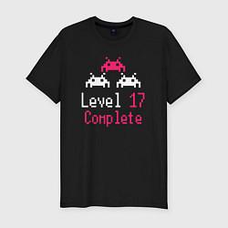 Футболка slim-fit Уровень 17 пройден, цвет: черный