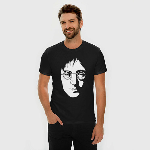 Мужская slim-футболка Джон Леннон / Черный – фото 3