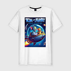 Мужская slim-футболка Tom and Jerry - space adventure