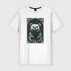 Футболка slim-fit Мишка с паттерном, цвет: белый