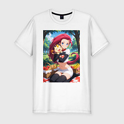 Футболка slim-fit Джесси и Мяут на пикнике, цвет: белый