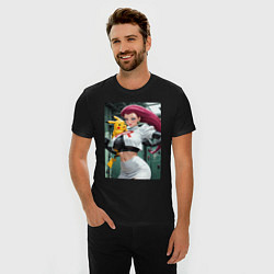 Футболка slim-fit Джесси и Пикачу, цвет: черный — фото 2