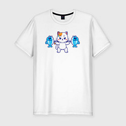 Футболка slim-fit Котёнок атлет, цвет: белый