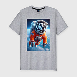Футболка slim-fit Далматинец бравый космонавт - нейроарт фантазия, цвет: меланж