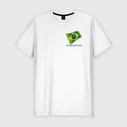 Футболка slim-fit Я Бразилец - патриотизм, цвет: белый