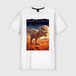 Футболка slim-fit Catsaurus - meme, цвет: белый