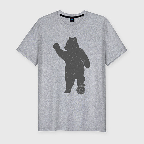 Мужская slim-футболка Мишка футболист / Меланж – фото 1