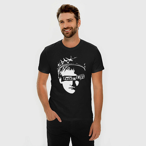 Мужская slim-футболка К чёрту короля / Черный – фото 3