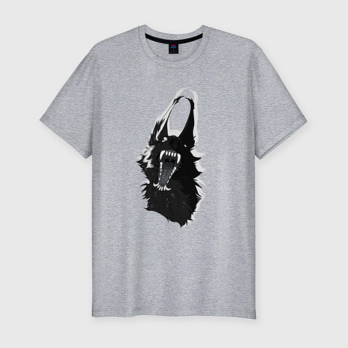 Мужская slim-футболка Оборотень рык / Меланж – фото 1