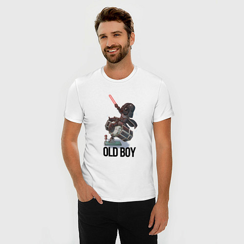 Мужская slim-футболка Old boy / Белый – фото 3