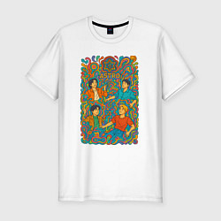 Футболка slim-fit Astro психоделика, цвет: белый