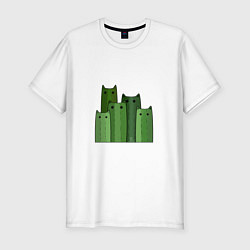 Футболка slim-fit Котики кактусы, цвет: белый
