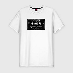 Футболка slim-fit Нирвана аудиокассета, цвет: белый