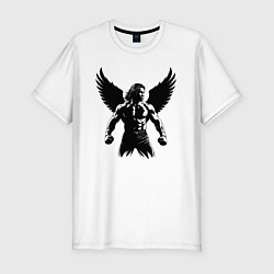 Футболка slim-fit Майк Тайсон с крыльями и шевелюрой, цвет: белый