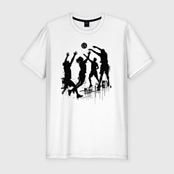 Футболка slim-fit Волейбольный матч, цвет: белый