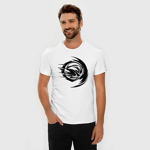 Мужская slim-футболка Волейбольный мяч вихревой удар / Белый – фото 3