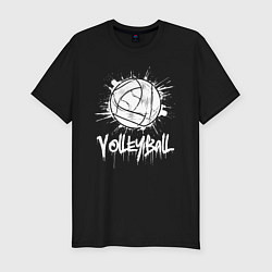 Футболка slim-fit Волейбольный взрыв белой краски, цвет: черный
