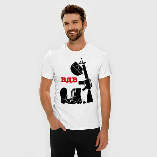 Мужская slim-футболка ВДВ арсенал / Белый – фото 3