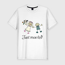 Футболка slim-fit Just Married, цвет: белый