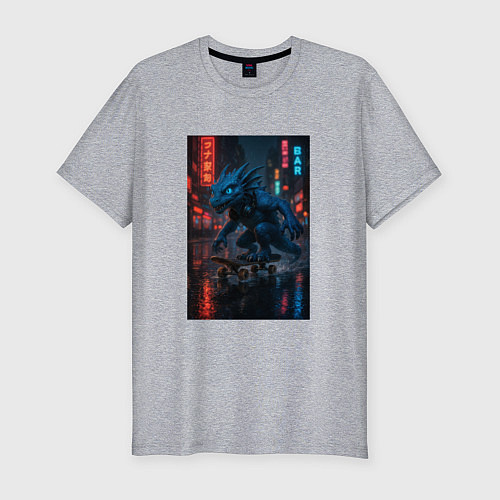 Мужская slim-футболка Дракон на Колесах / Меланж – фото 1