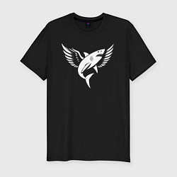 Футболка slim-fit Летящая акула, цвет: черный