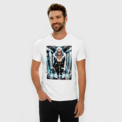 Футболка slim-fit Черная кошка в сейфе банка, цвет: белый — фото 2