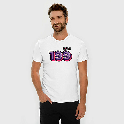 Мужская slim-футболка Игрок номер 199 / Белый – фото 3