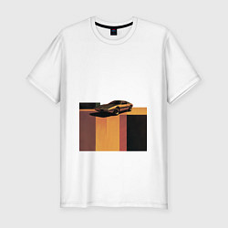 Футболка slim-fit Ретрофутуризм спорткар поп-арт 1970-е, цвет: белый