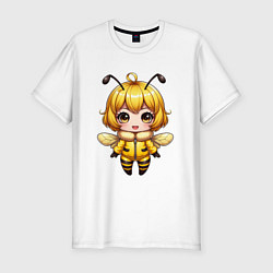 Футболка slim-fit Девочка-пчелка в стиле чибика, цвет: белый
