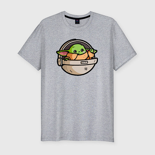 Мужская slim-футболка Yoda baby / Меланж – фото 1