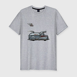 Футболка slim-fit Ретрофутуристический летающий автомобиль Milk, цвет: меланж