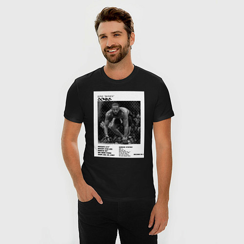 Мужская slim-футболка Джон Джонс постер / Черный – фото 3
