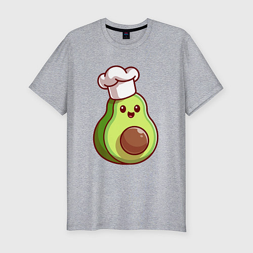 Мужская slim-футболка Повар авокадо / Меланж – фото 1