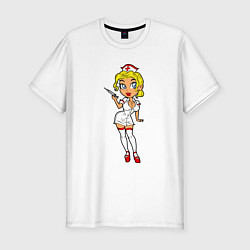 Футболка slim-fit Медсестра блондинка, цвет: белый