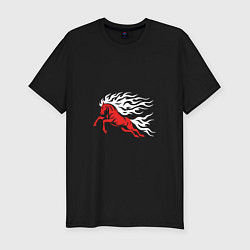 Футболка slim-fit Галоп красного коня, цвет: черный