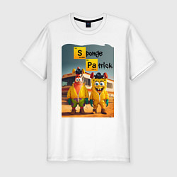 Футболка slim-fit Губка Боб и Патрик Стар пустились во все тяжкие, цвет: белый
