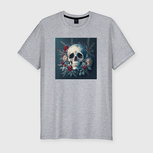 Мужская slim-футболка Зимний череп / Меланж – фото 1