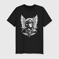 Футболка slim-fit Авиатор с крыльями, цвет: черный