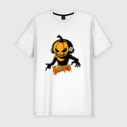 Футболка slim-fit Тыквенный человек, цвет: белый