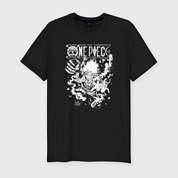 Футболка slim-fit Луффи из ванпис, цвет: черный