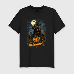 Футболка slim-fit Halloween mansion, цвет: черный