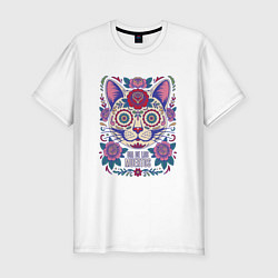 Футболка slim-fit Кот дня мертвых, цвет: белый