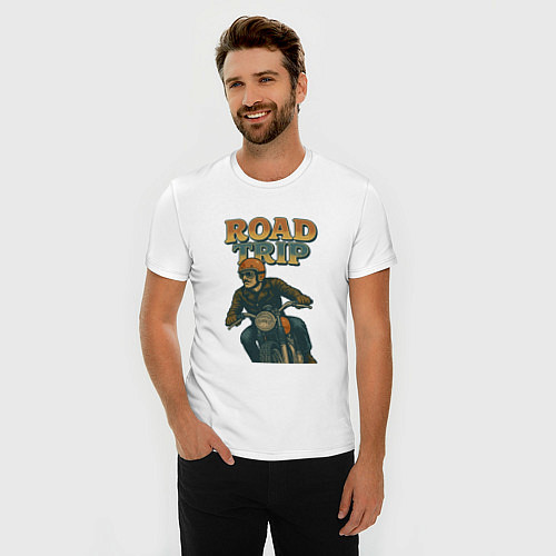 Мужская slim-футболка Road trip / Белый – фото 3