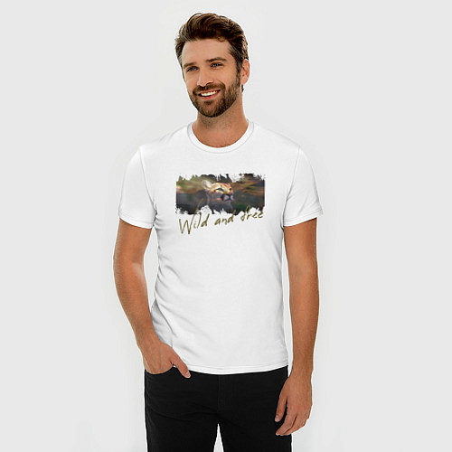 Мужская slim-футболка Дикая пума / Белый – фото 3