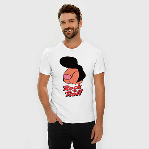 Мужская slim-футболка Логотип rock n roll мем / Белый – фото 3