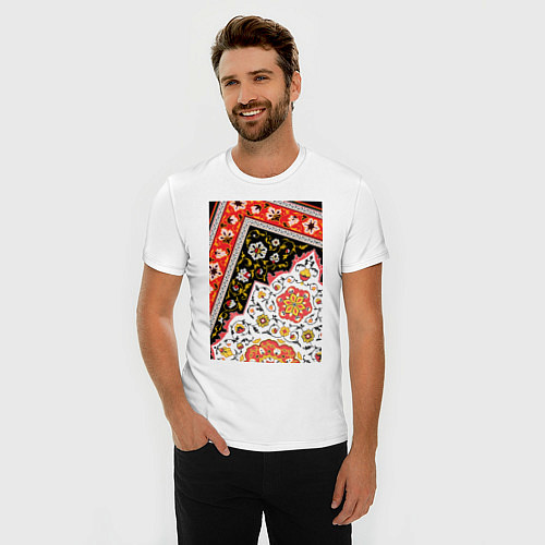 Мужская slim-футболка Уголок пиксельного ковра / Белый – фото 3