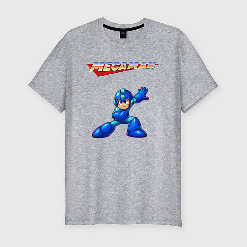 Мужская slim-футболка Megaman / Меланж – фото 1